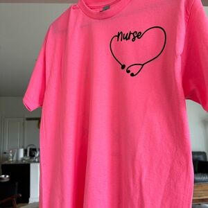 Pink Nurse T-Shirt with Heart Design